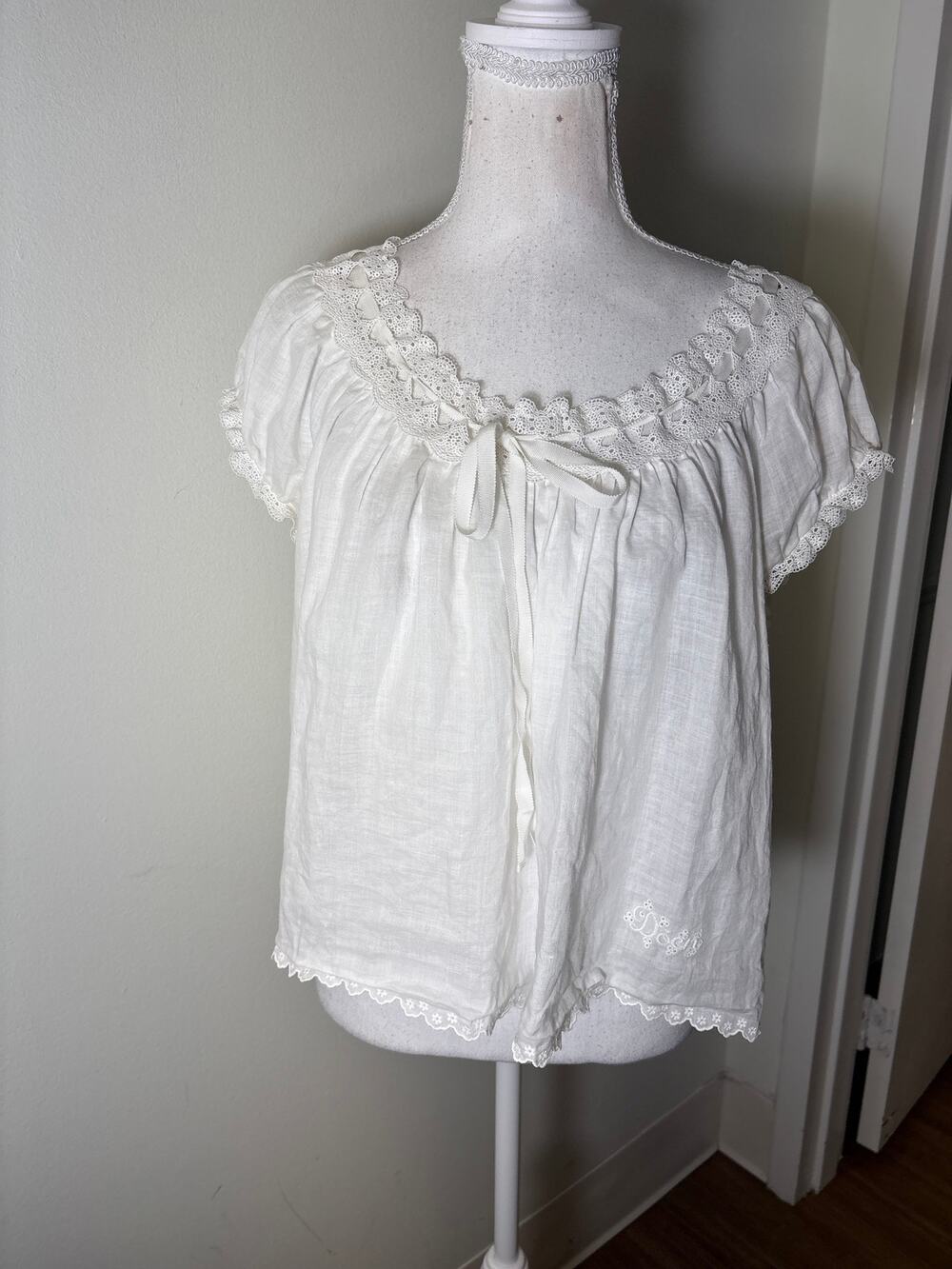 Doen White Cap Sleeve Marinette Top Sz M